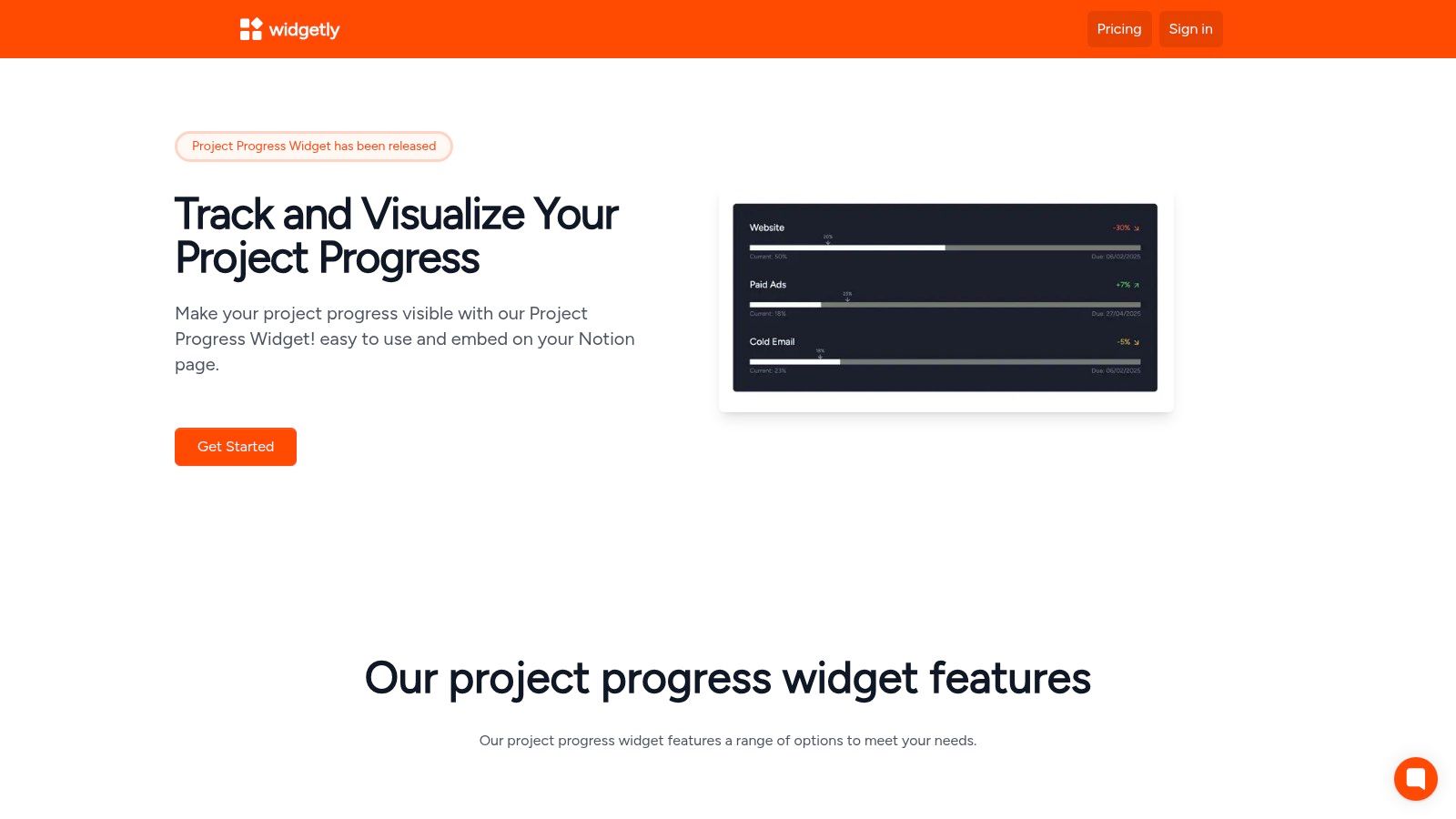 Widgetly’s Project Progress Widget