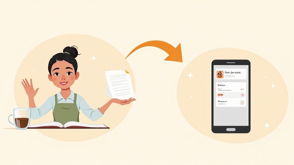 A small business owner using a laptop and tablet to manage their operations, symbolizing digital transformation