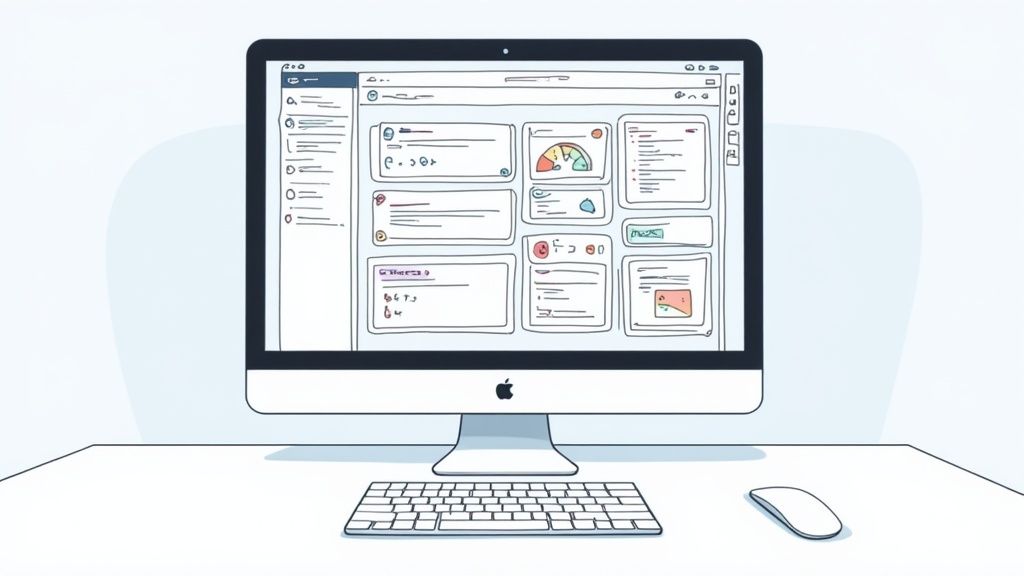 A person working on a custom dashboard on their laptop.