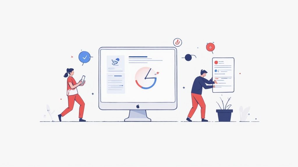 A person sitting at a desk with a laptop and a notebook, diligently tracking their time