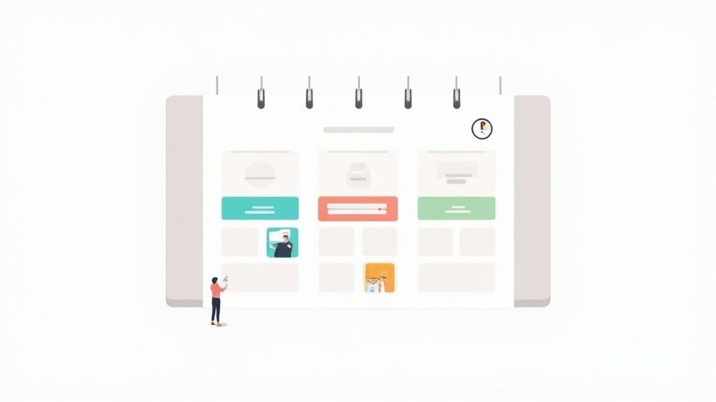 A calendar with tasks blocked out in different colors, representing a structured and planned day.