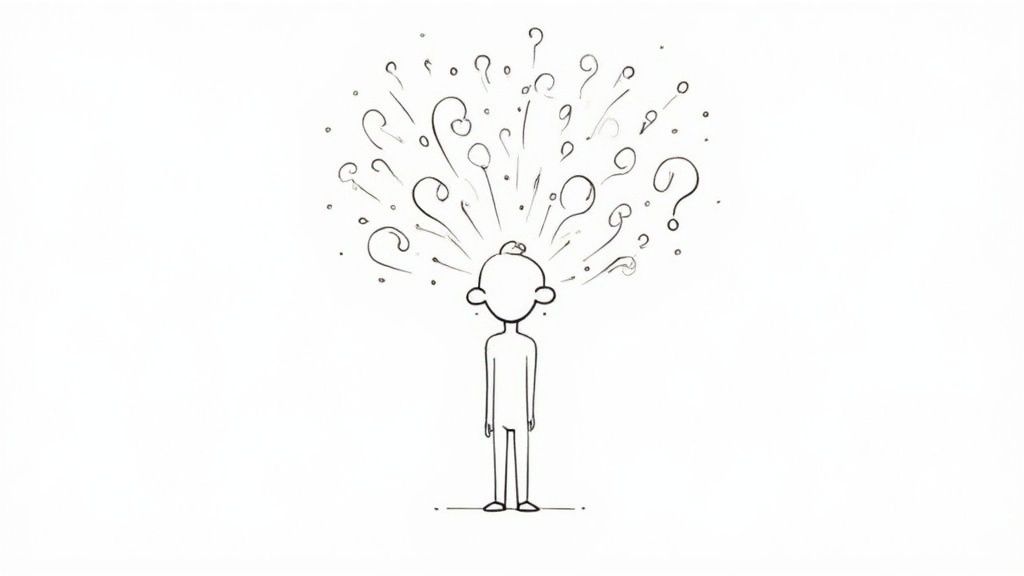 A person looking at a complex chart, symbolizing the challenge of data overload in progress monitoring.