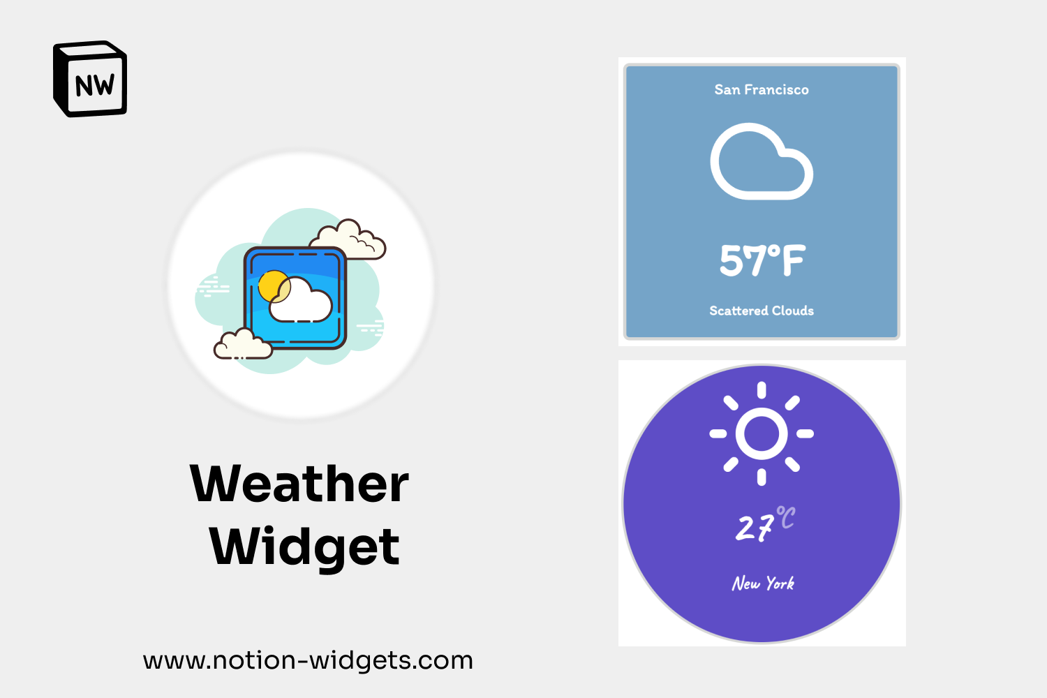 A weather widget for your notion document | widgetly